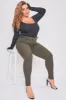 Women's Plus Size Hyperstretch Skinny Jeans, Dark Olive sold by YMI