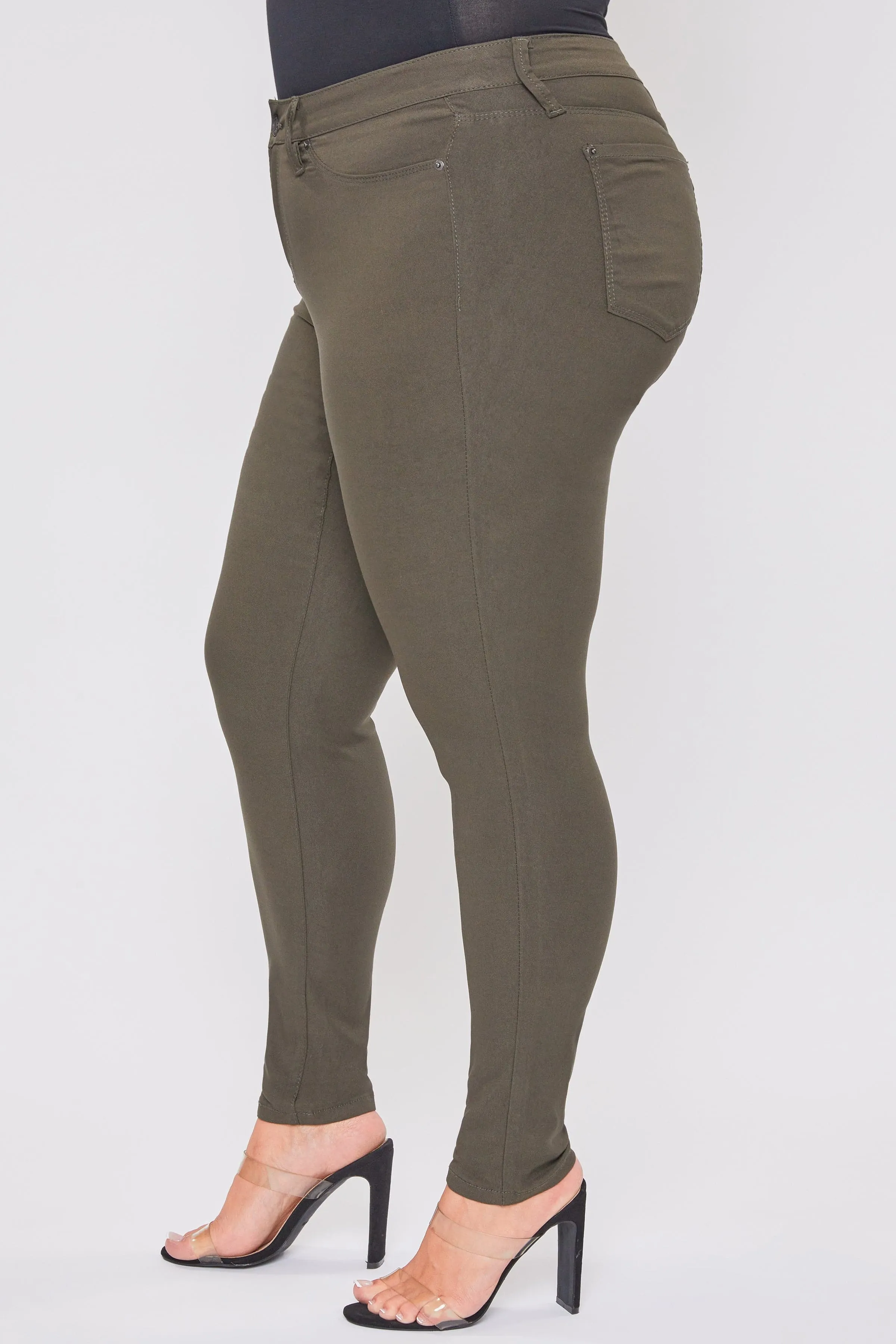 Women's Plus Size Hyperstretch Skinny Jeans, Dark Olive sold by YMI product image thumbnail 3