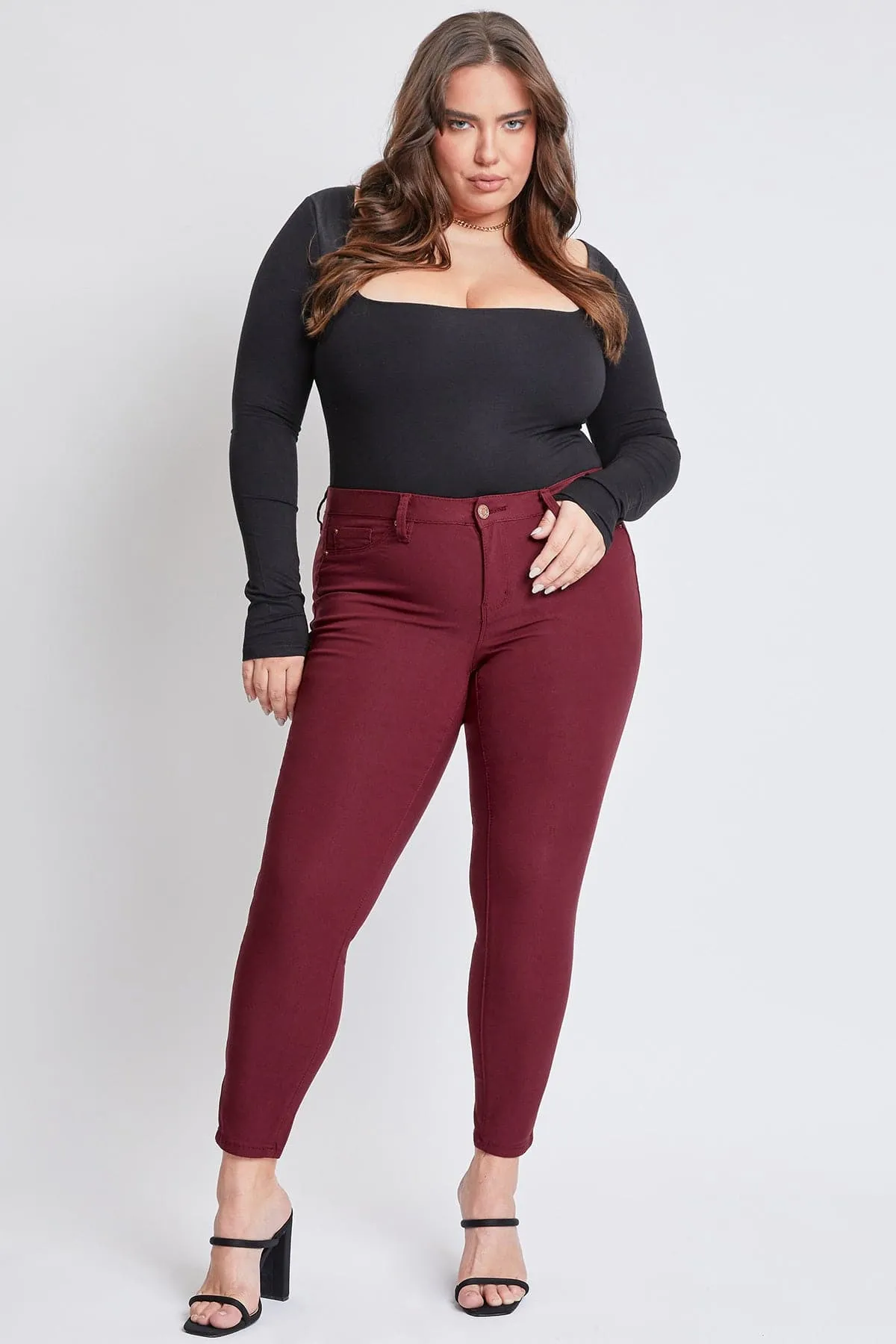 Women's Plus Size Hyperstretch Skinny Jeans, Dark Rose sold by YMI product image thumbnail 5