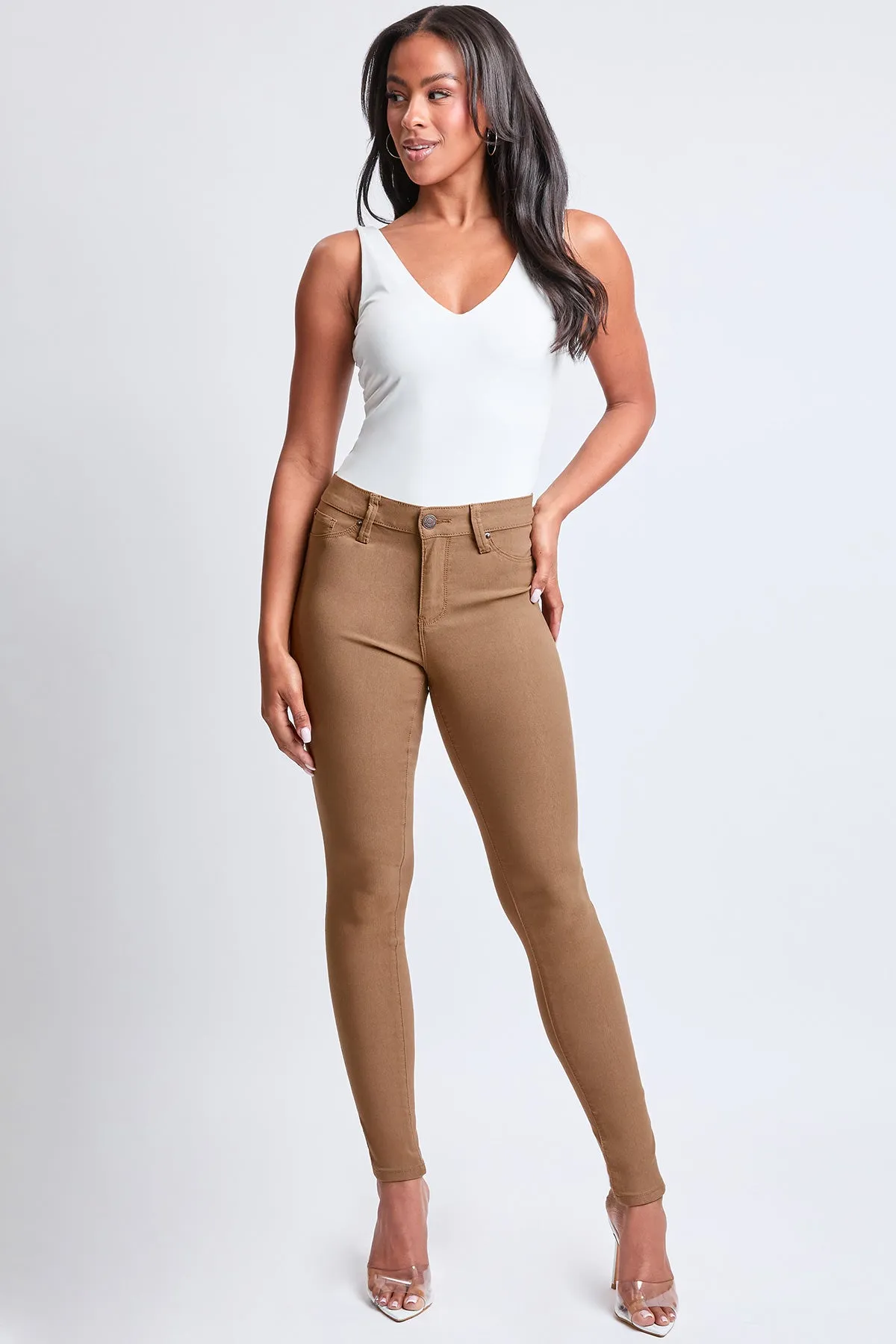 Women's Hyperstretch Skinny Pants, Almond sold by YMI