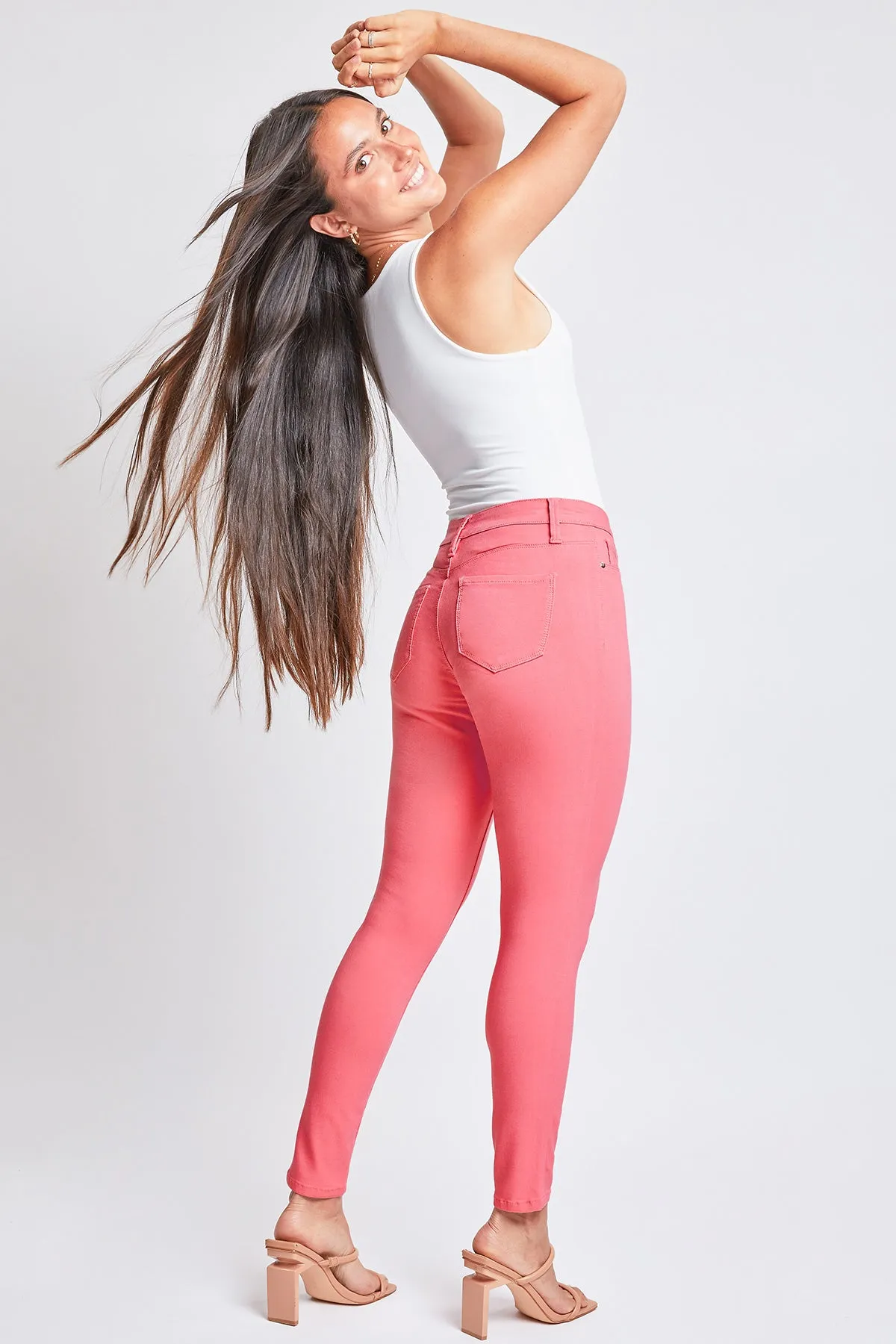 Women's Hyperstretch Skinny Pants, Shell Pink sold by YMI