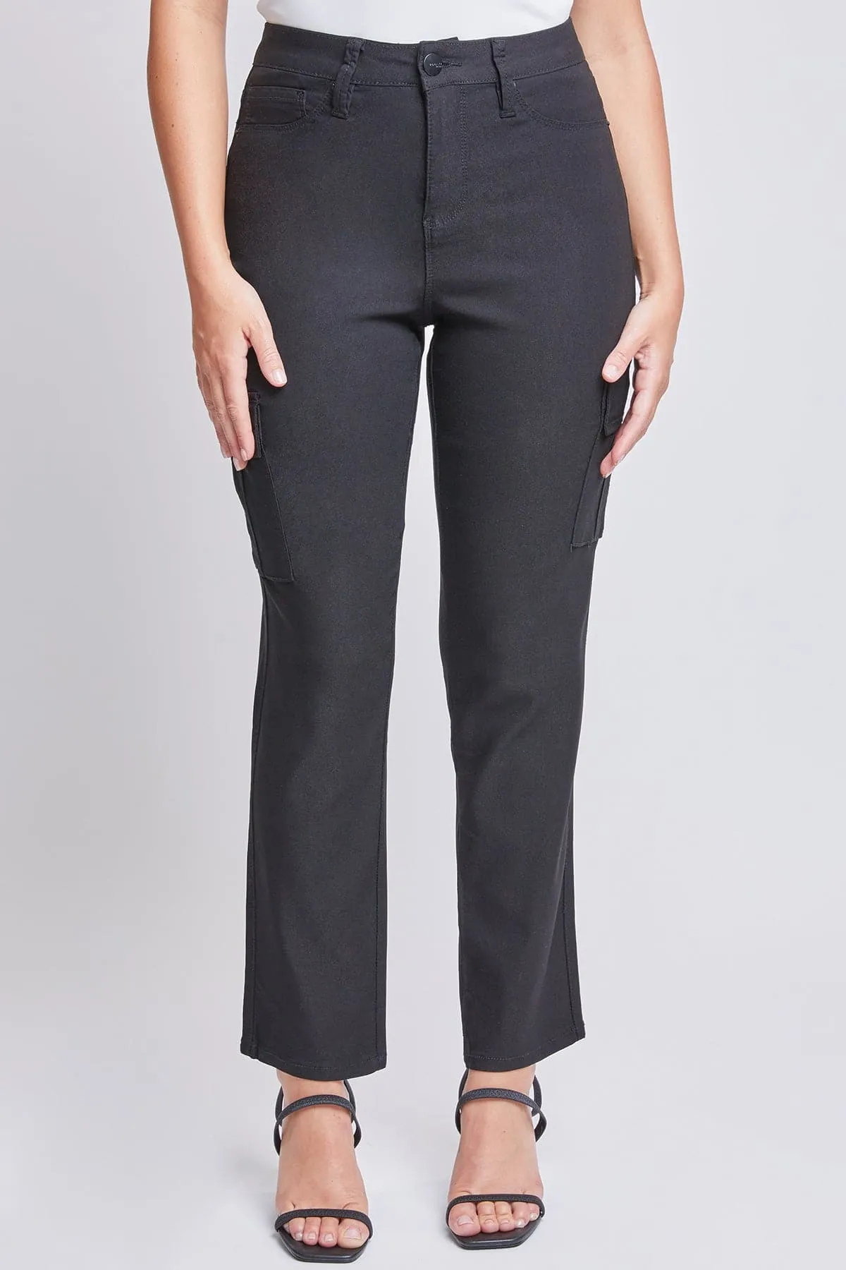 Women's Hyperstretch Straight Leg Cargo Pants, Black sold by YMI product image thumbnail 2