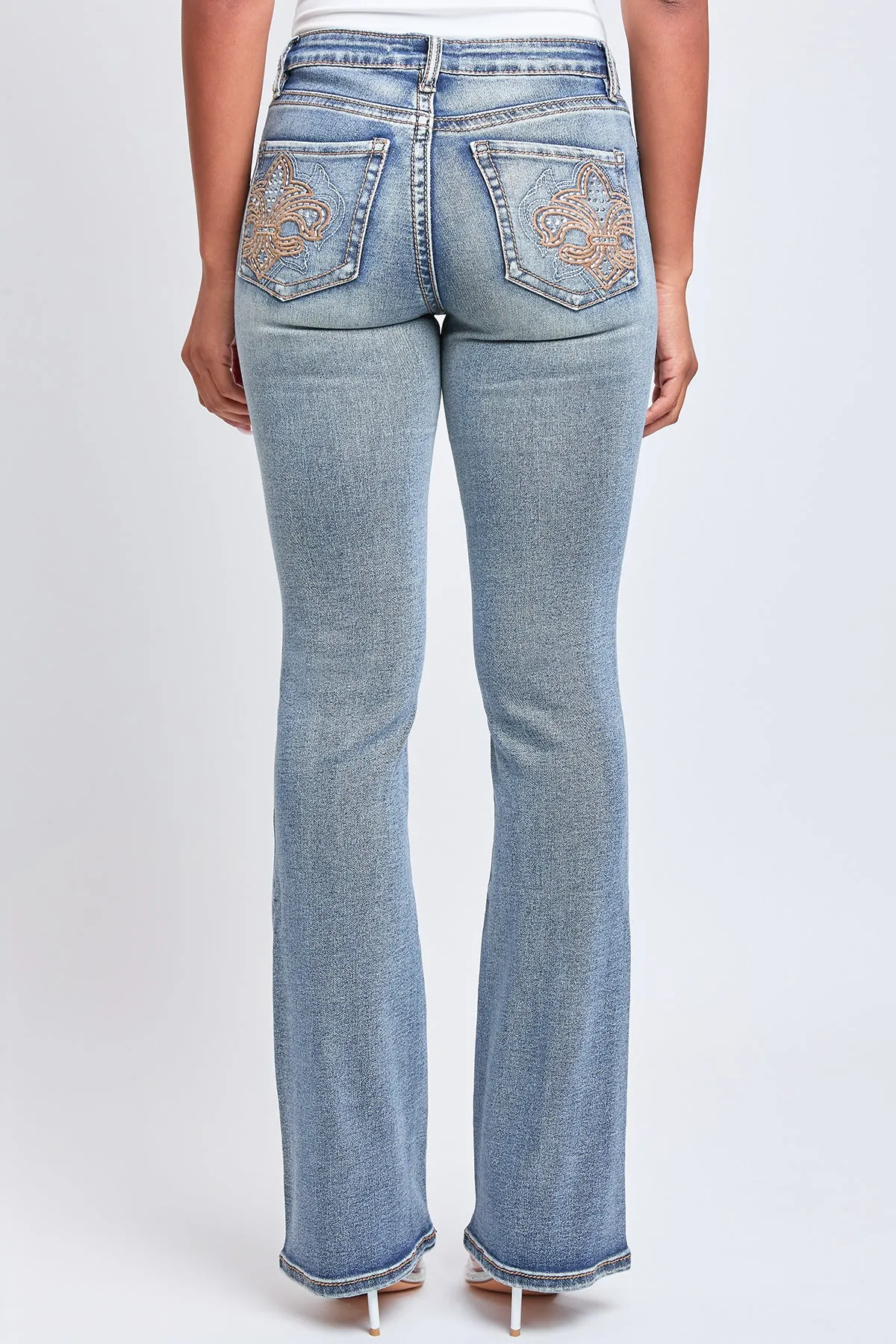 Women's Heavy Stitch Mid Rise Bootcut Stud Jeans sold by YMI product image thumbnail 5