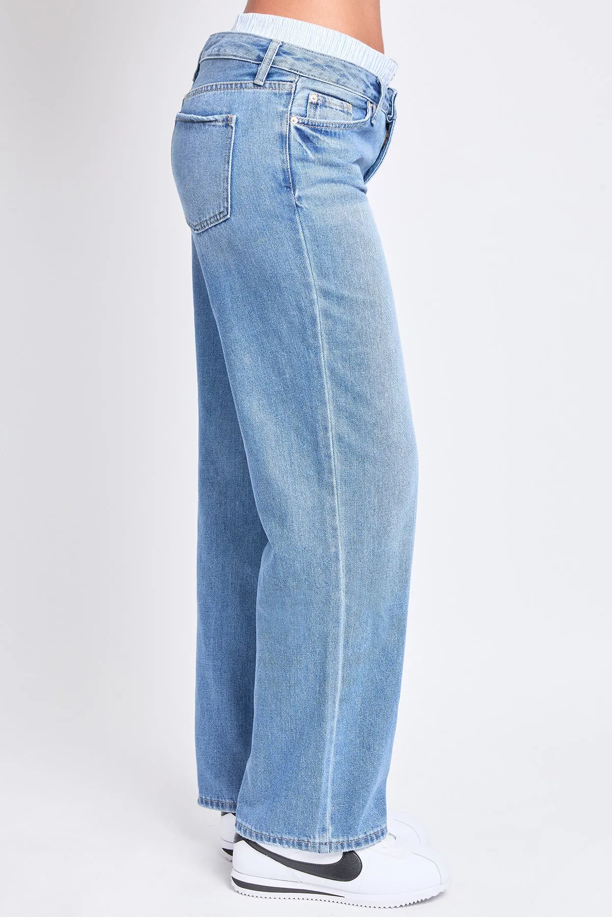 Women's Mid Rise Relax Fit Wide Leg Boxer Jeans sold by YMI product image thumbnail 4