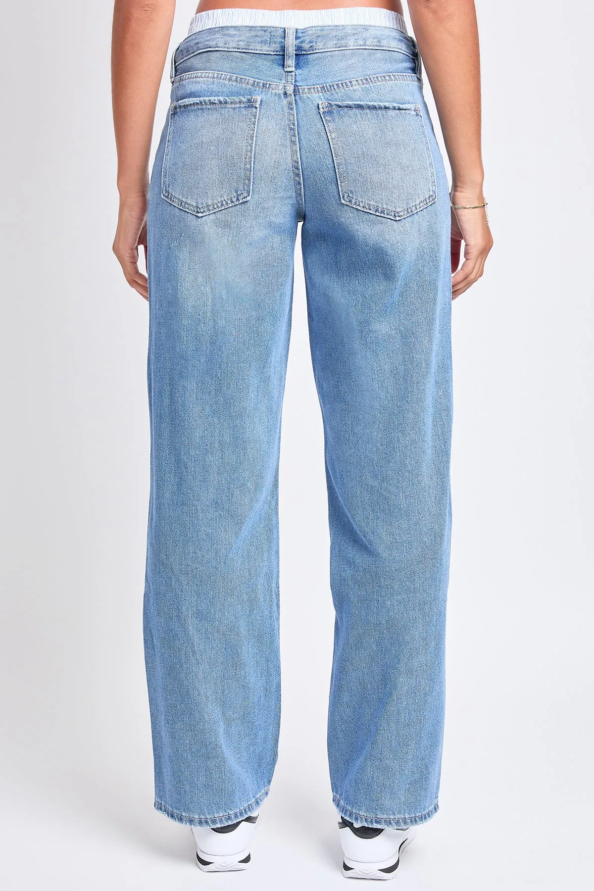 Women's Mid Rise Relax Fit Wide Leg Boxer Jeans sold by YMI product image thumbnail 5