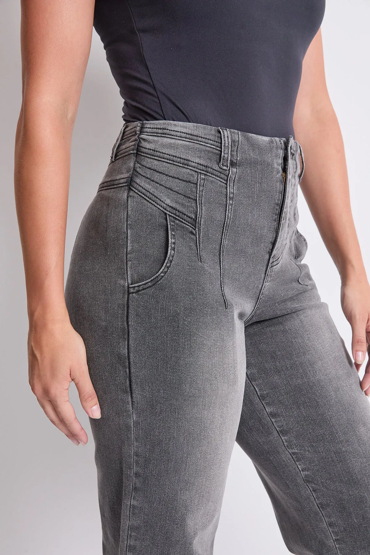 Women's High Rise Crop Detailed Wide Leg Jeans sold by YMI product image thumbnail 4