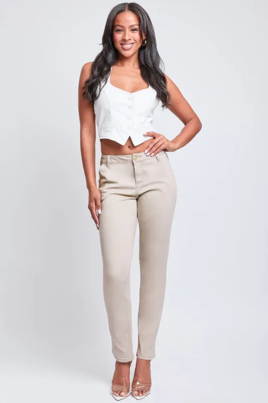 Women's Slim Mid Rise Straight Leg Twill Pant sold by YMI