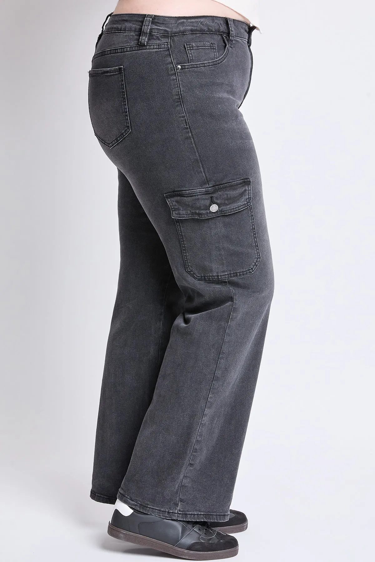 Women's Plus High Rise Wide Leg Skater Cargo Jeans sold by YMI product image thumbnail 3