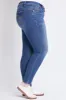 Women's Plus WannaBettaButt Mid Rise Embroidered Skinny Jean sold by YMI