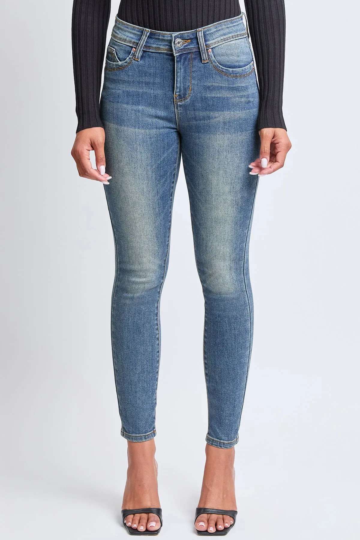 Women's WannaBettaButt Mid Rise Embroidered Skinny Jean sold by YMI product image thumbnail 3