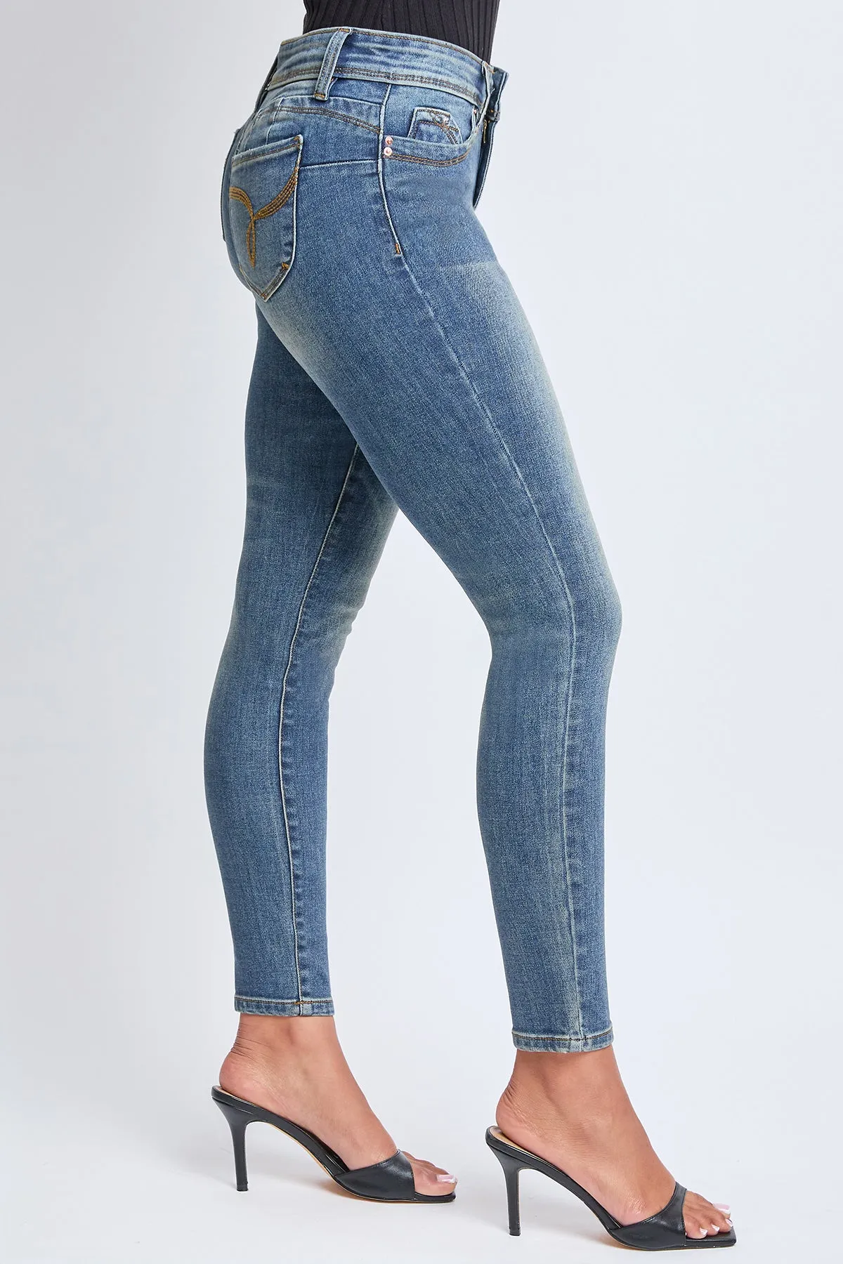 Women's WannaBettaButt Mid Rise Embroidered Skinny Jean sold by YMI product image thumbnail 4