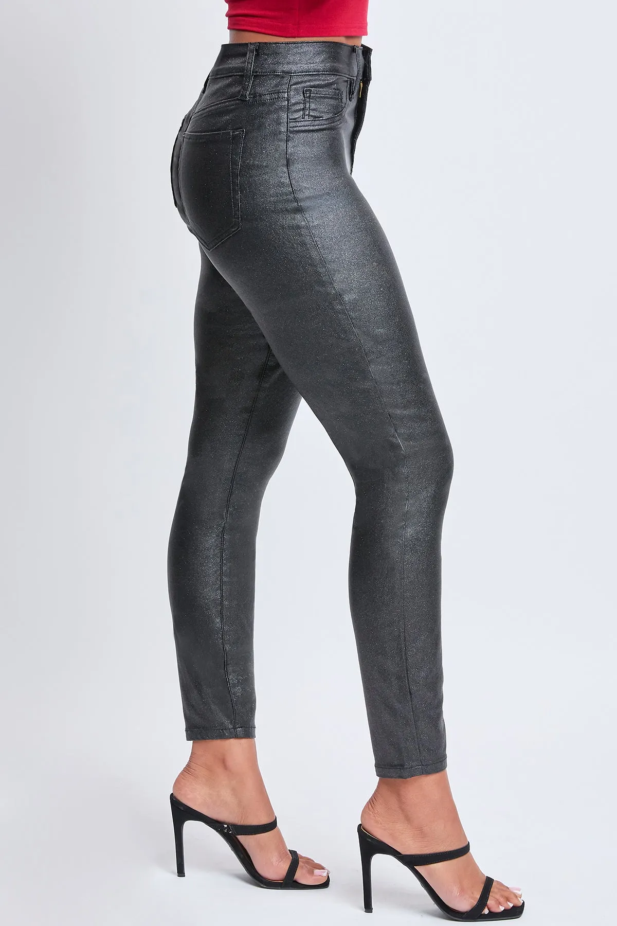 Women's Metallic Hyperstretch Skinny Pants, Black sold by YMI product image thumbnail 3