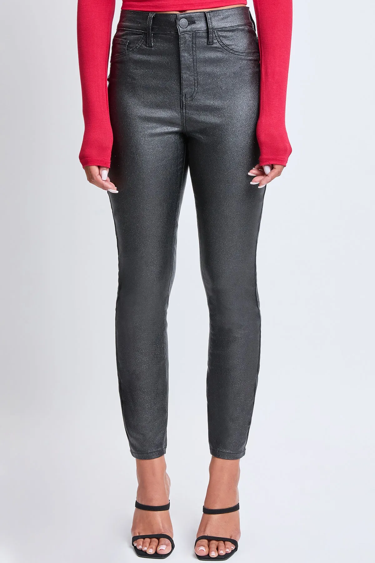 Women's Metallic Hyperstretch Skinny Pants, Black sold by YMI product image thumbnail 2