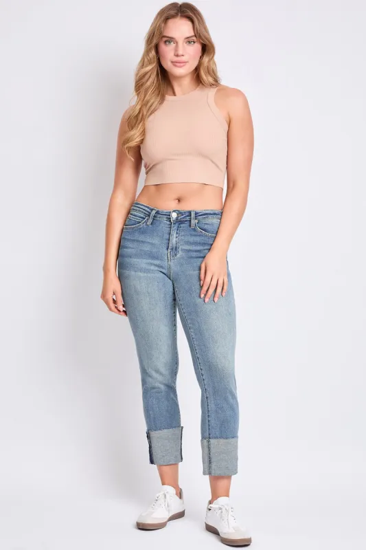 Women's Luxe Dixie High Rise Mega Cuff Straight Leg sold by YMI