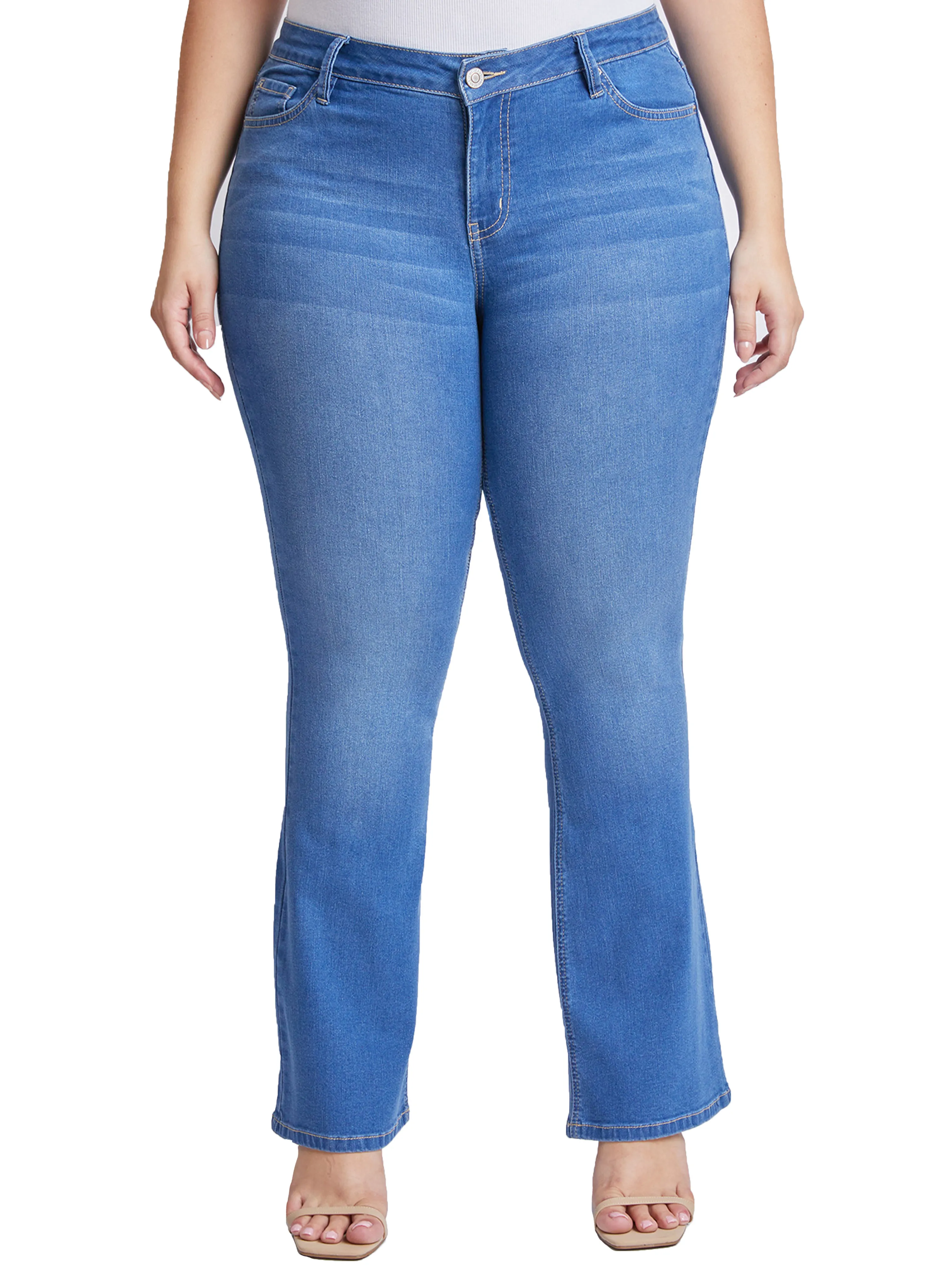 Women's Plus Size Sustainable Mid Rise Bootcut Jeans sold by YMI product image thumbnail 3