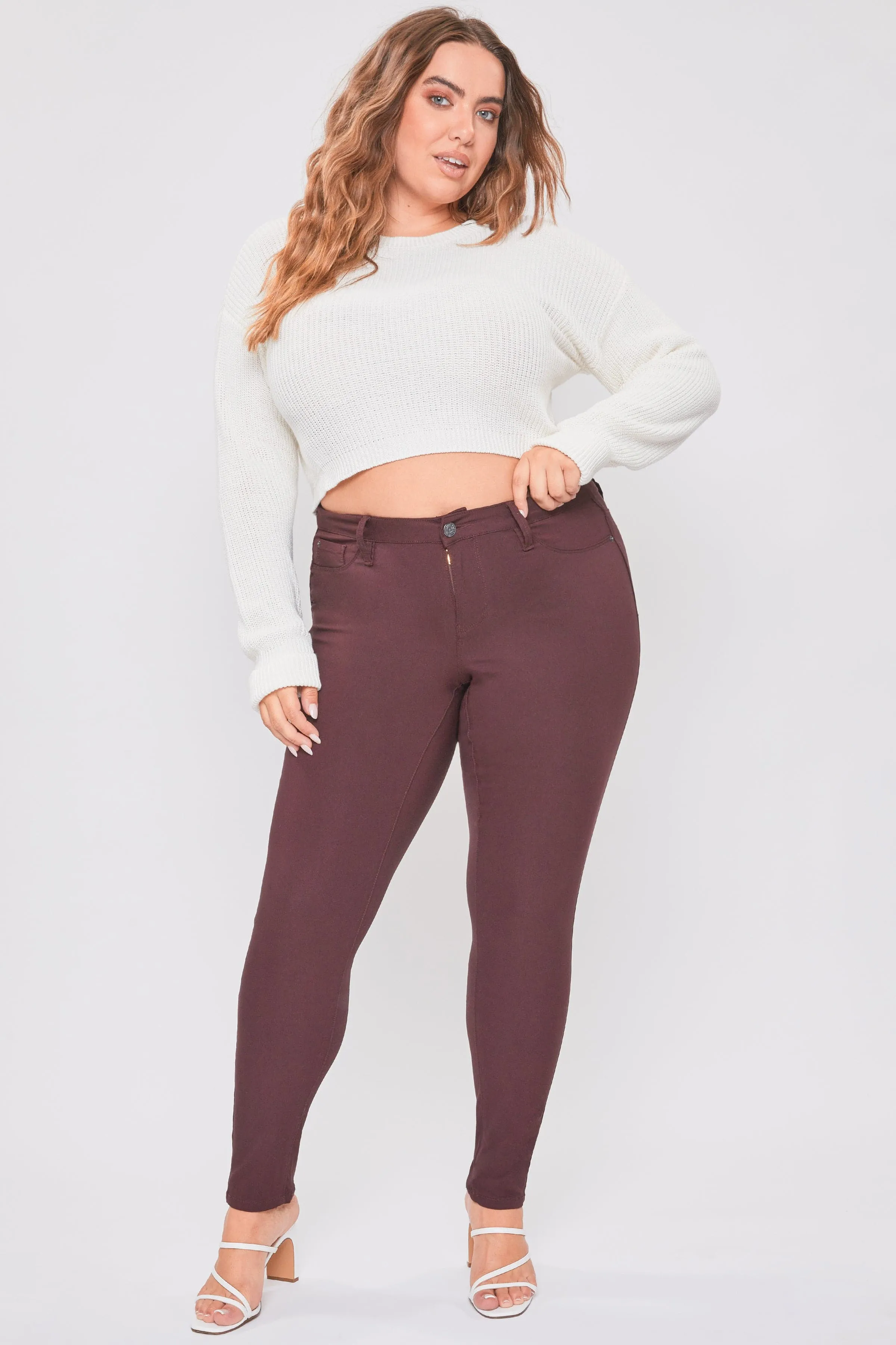 Women's Plus Size Hyperstretch Skinny Jeans, Dark Berry sold by YMI