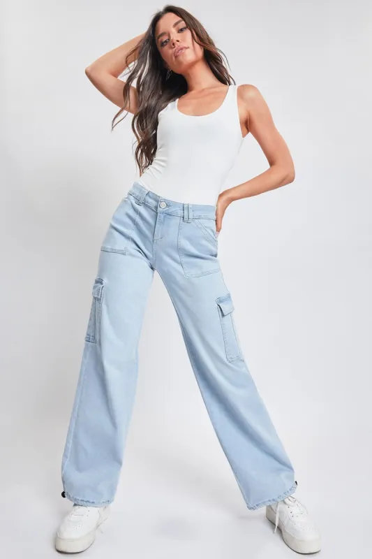 Women's Cargo Jeans with Bungee Hem sold by YMI