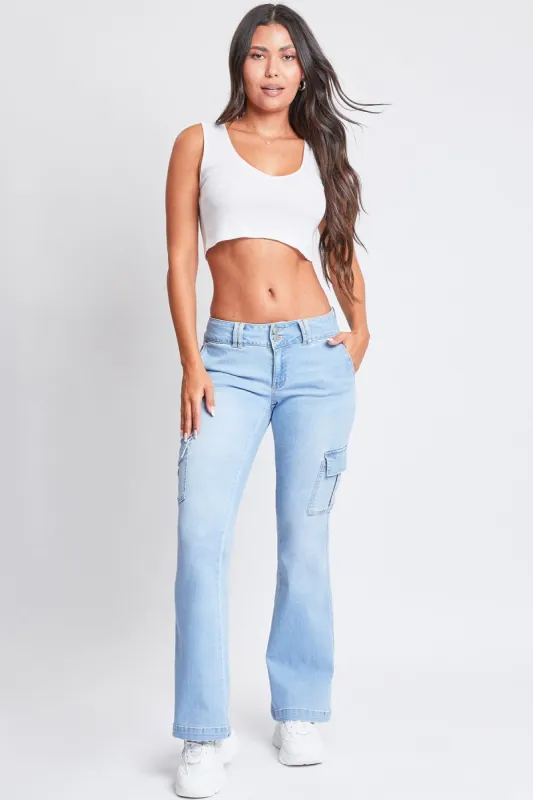 Women's Low Rise Cargo Flare Jean sold by YMI