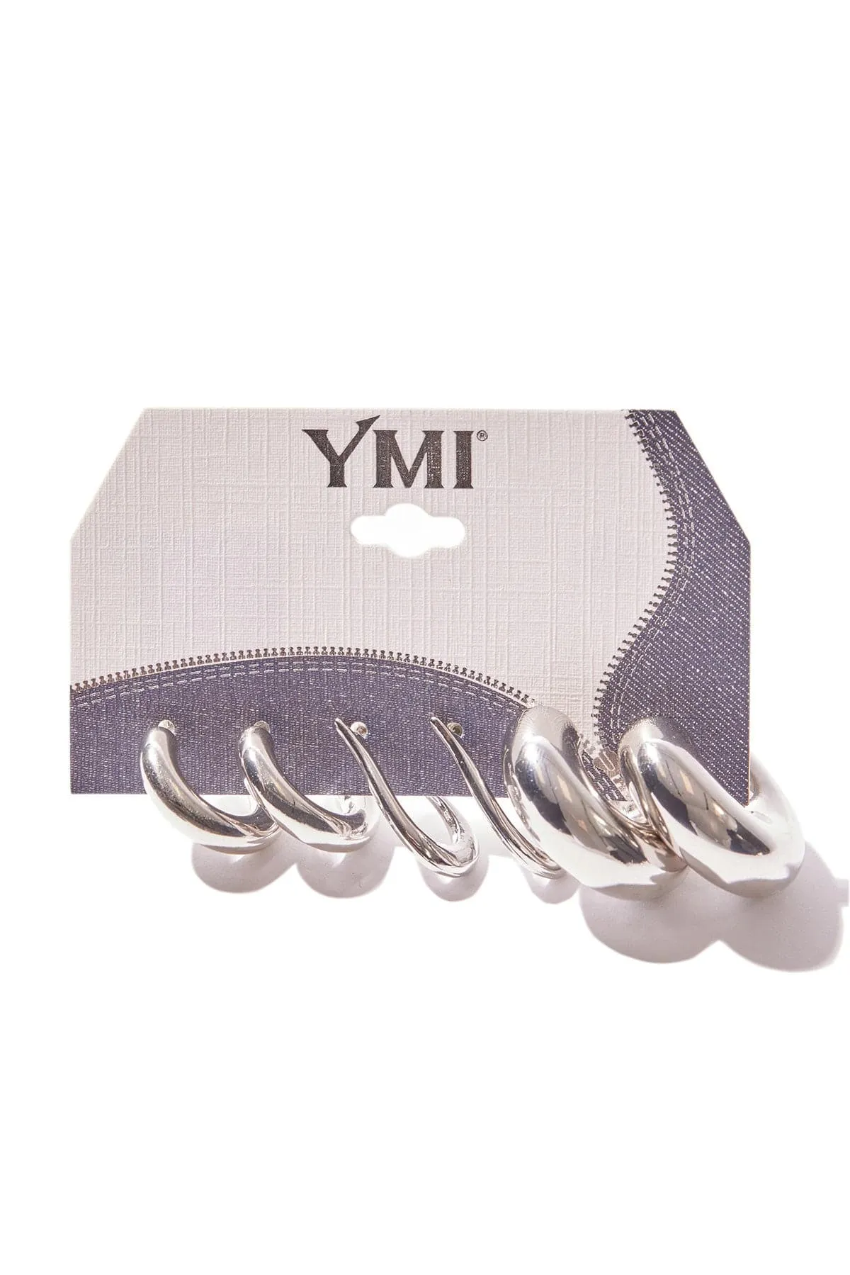 Thick Silver Hoop Earring Set sold by YMI product image thumbnail 2