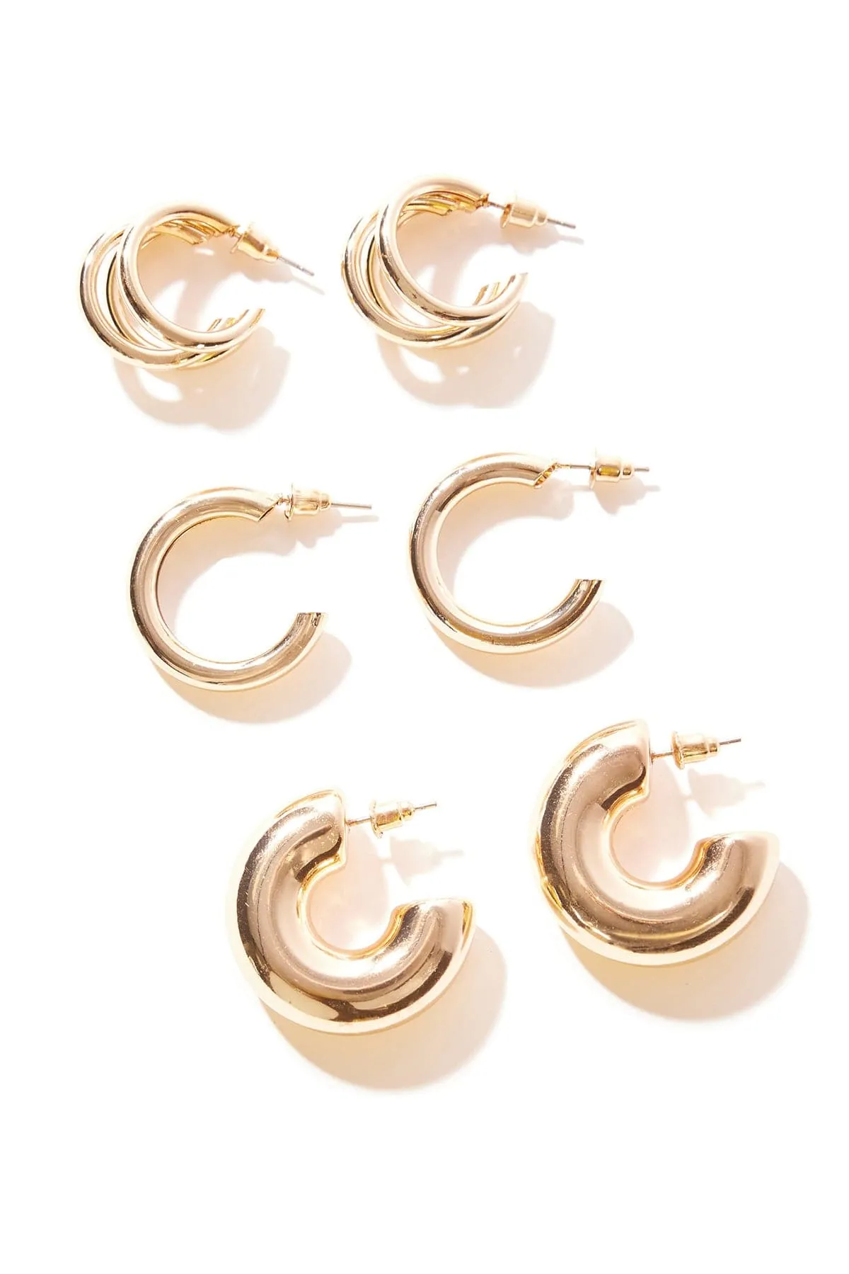 Thick Gold Hoop Earring Set sold by YMI