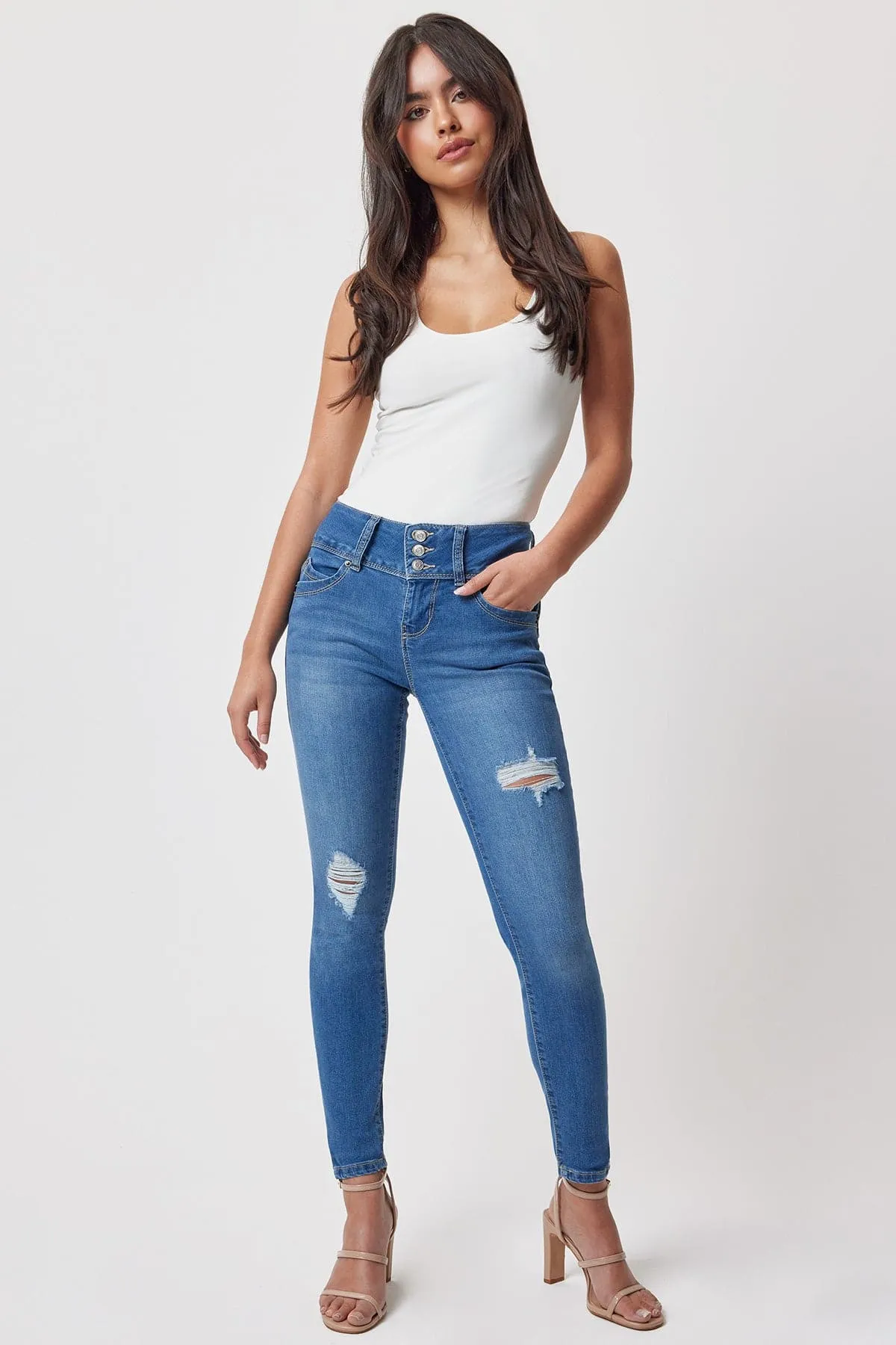 Women's Sustainable WannaBettaButt Skinny Jeans sold by YMI product image thumbnail 4