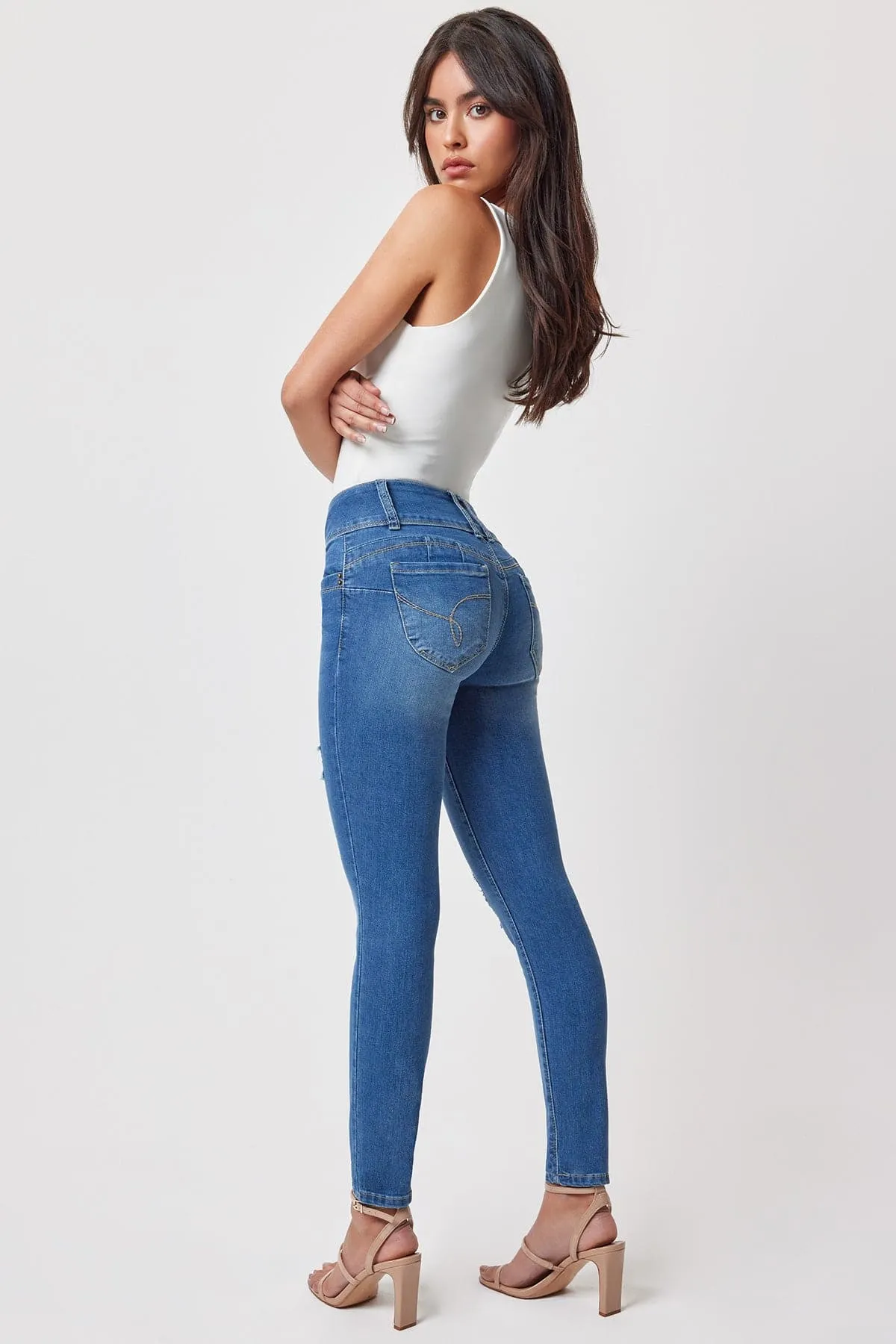 Women's Sustainable WannaBettaButt Skinny Jeans sold by YMI product image thumbnail 3