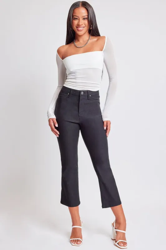 Women's Hyperstretch Cropped Kick Flare Leg Pants, Black sold by YMI