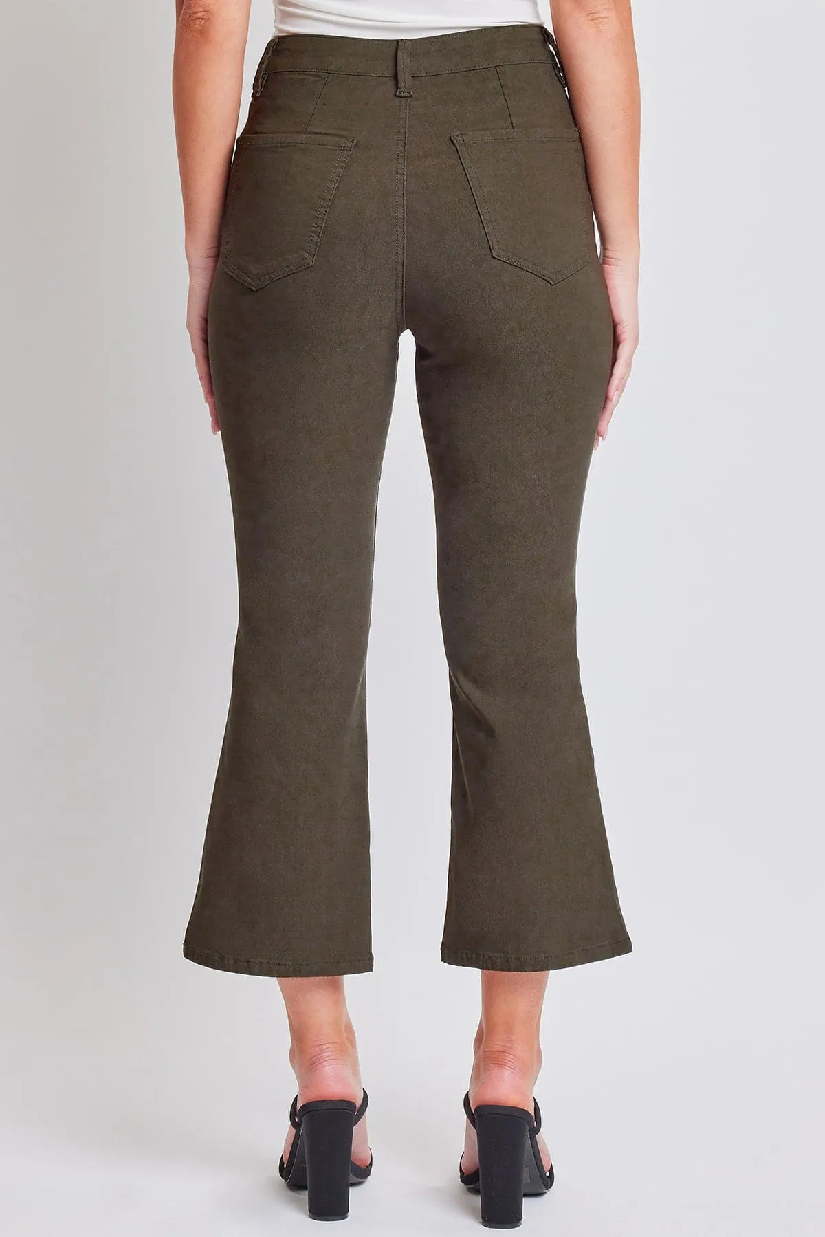 Women's Hyperstretch Cropped Kick Flare Leg Pants, Dark Olive sold by YMI product image thumbnail 4