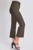 Women's Hyperstretch Cropped Kick Flare Leg Pants, Dark Olive sold by YMI