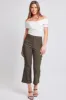 Women's Hyperstretch Cropped Kick Flare Leg Pants, Dark Olive sold by YMI