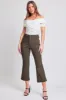 Women's Hyperstretch Cropped Kick Flare Leg Pants, Dark Olive sold by YMI