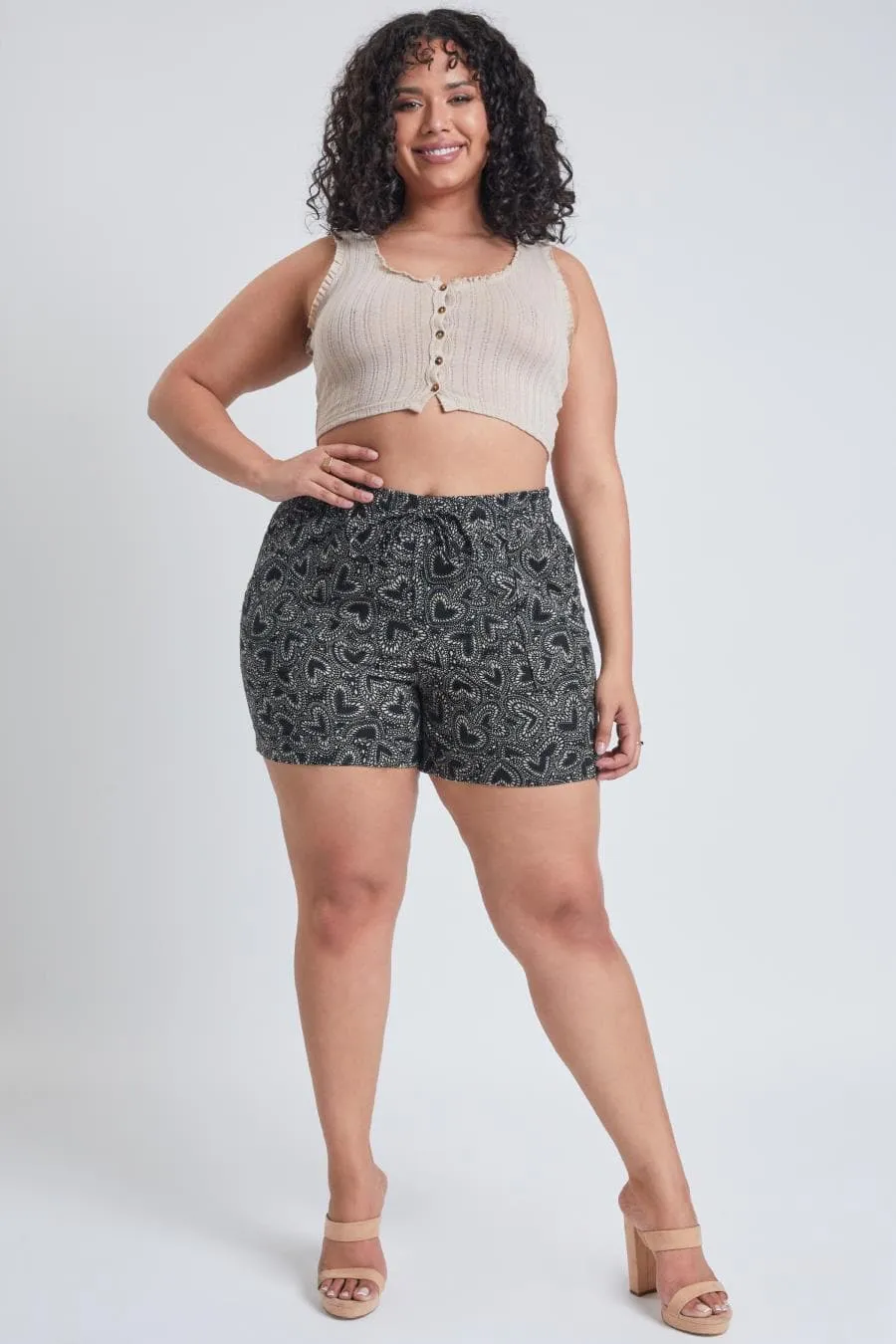 Women's Plus Drawstring Waistband Linen Shorts sold by YMI product image thumbnail 5