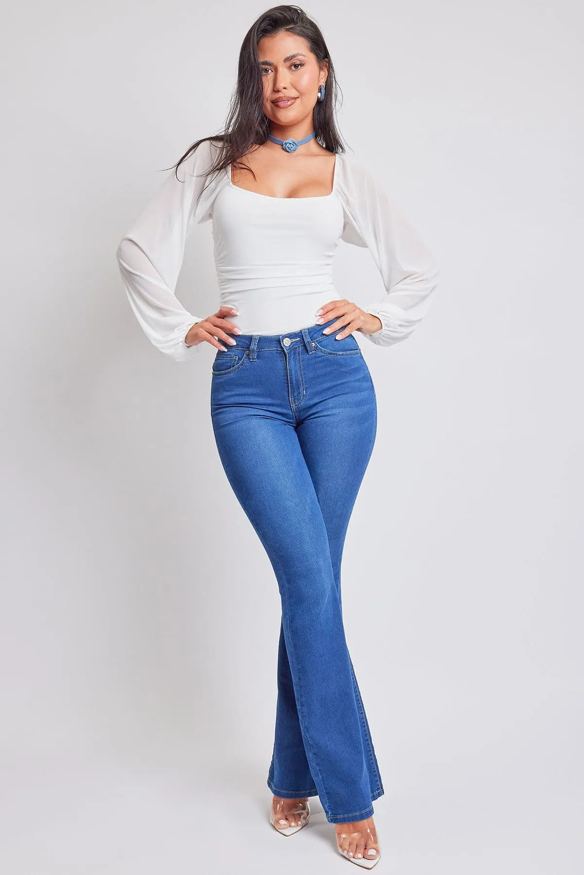 Women's Essential Hyperdenim Flare Jeans sold by YMI