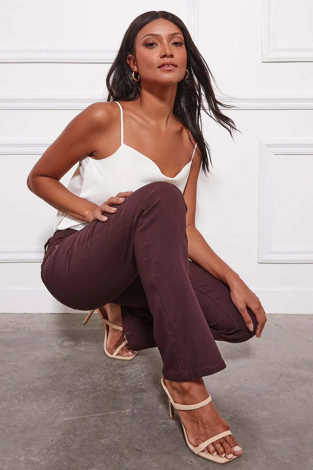 Women's Hyperstretch Bootcut Pants, Dark Berry sold by YMI product image thumbnail 2