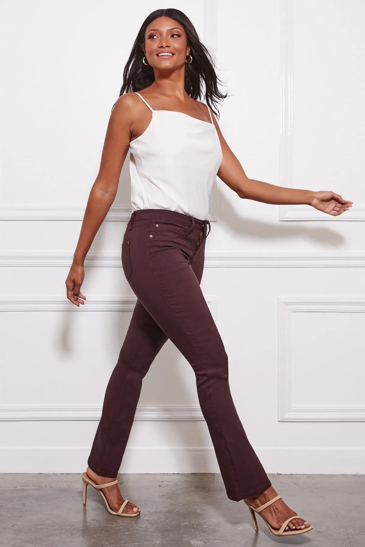 Women's Hyperstretch Bootcut Pants, Dark Berry sold by YMI product image thumbnail 3
