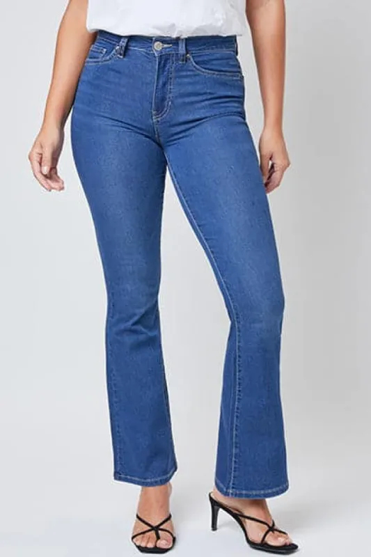 Women's Essential HyperDenim Flare Jeans With Regular Inseam sold by YMI