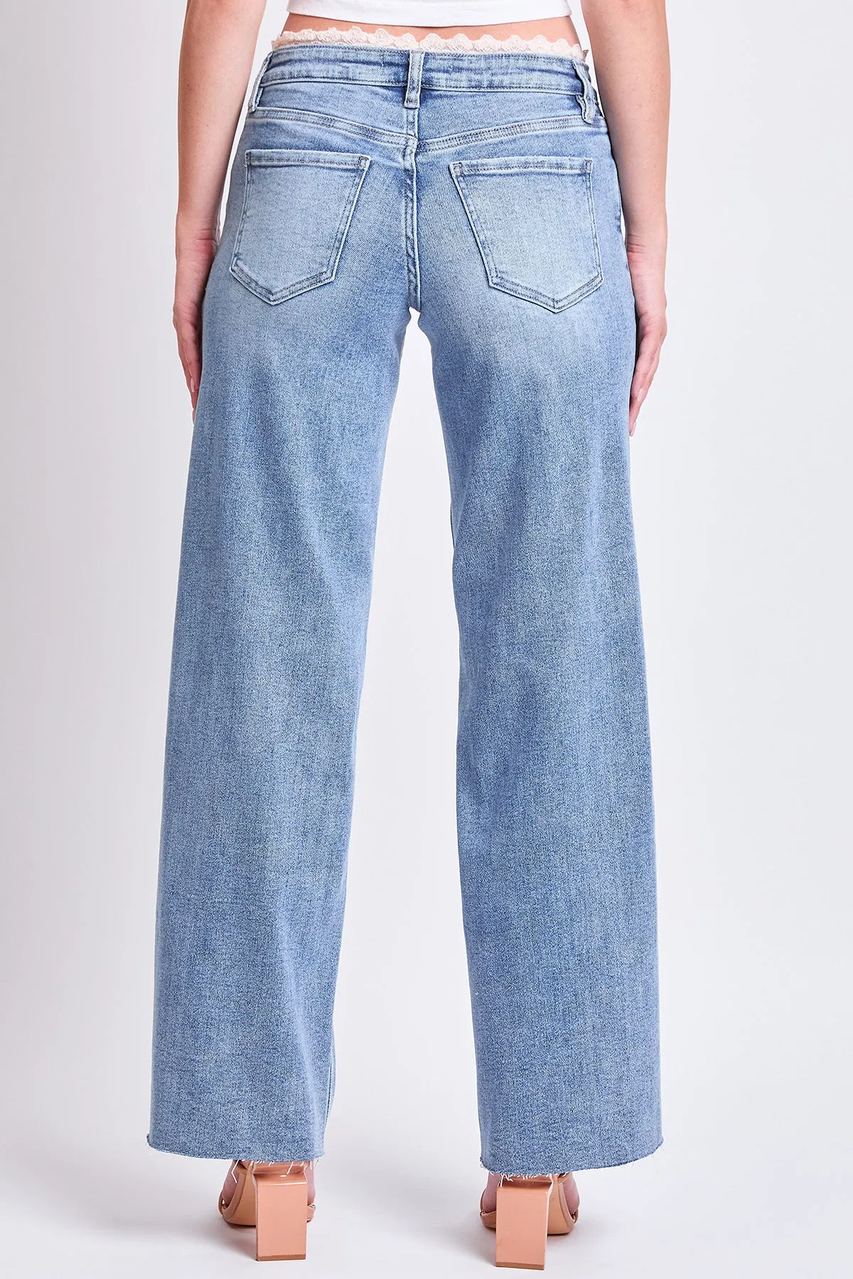 Women's Lace Trim Wide Leg Jeans sold by YMI product image thumbnail 4