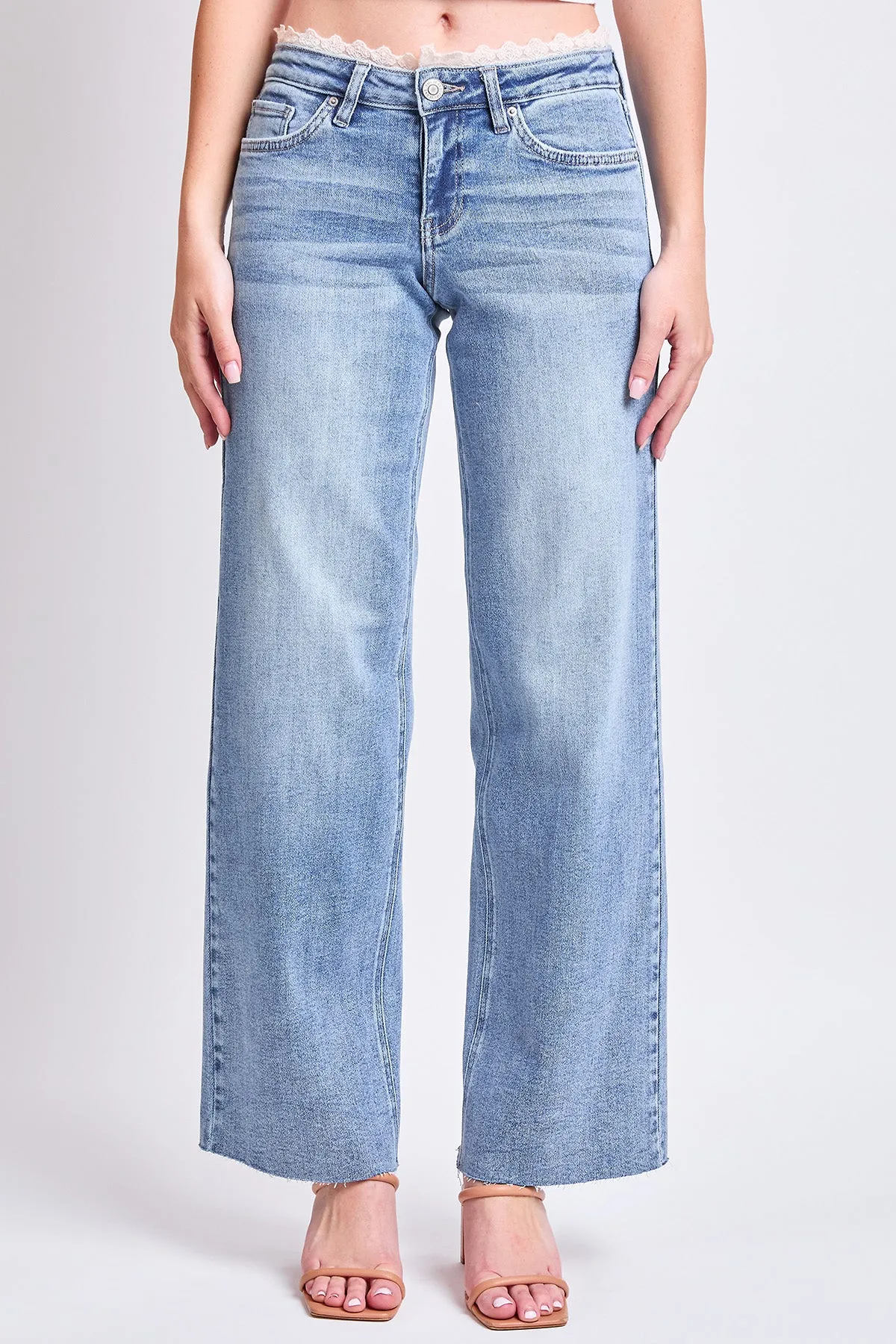 Women's Lace Trim Wide Leg Jeans sold by YMI product image thumbnail 2