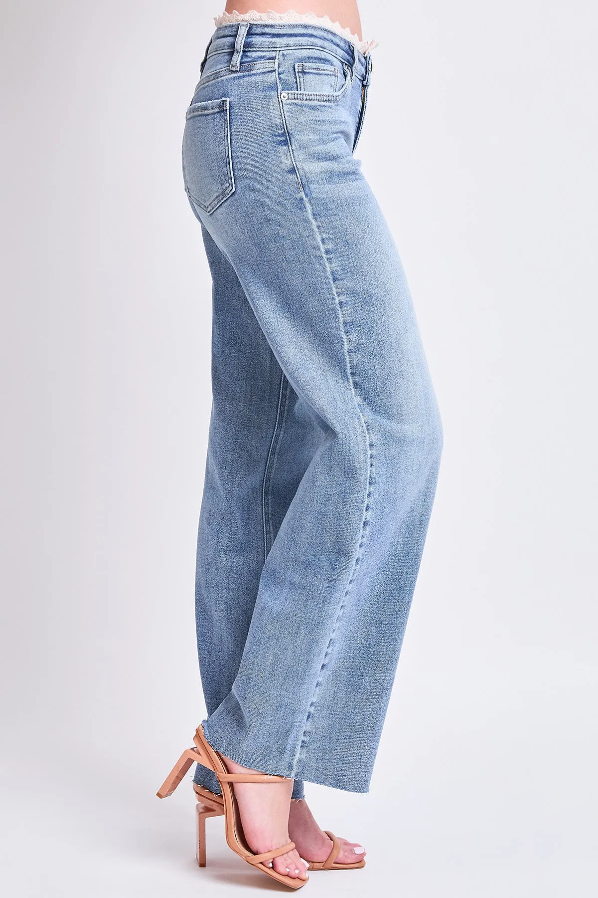 Women's Lace Trim Wide Leg Jeans sold by YMI product image thumbnail 3