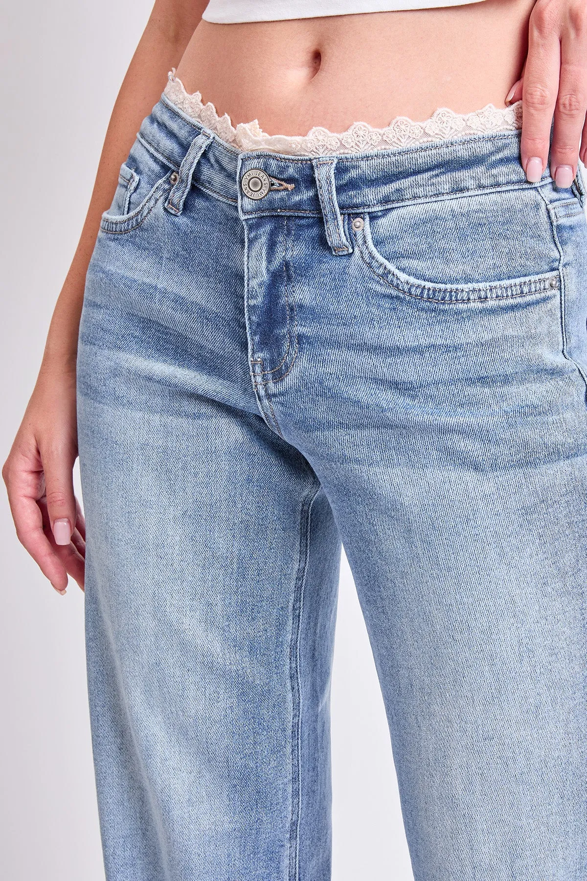 Women's Lace Trim Wide Leg Jeans sold by YMI product image thumbnail 5