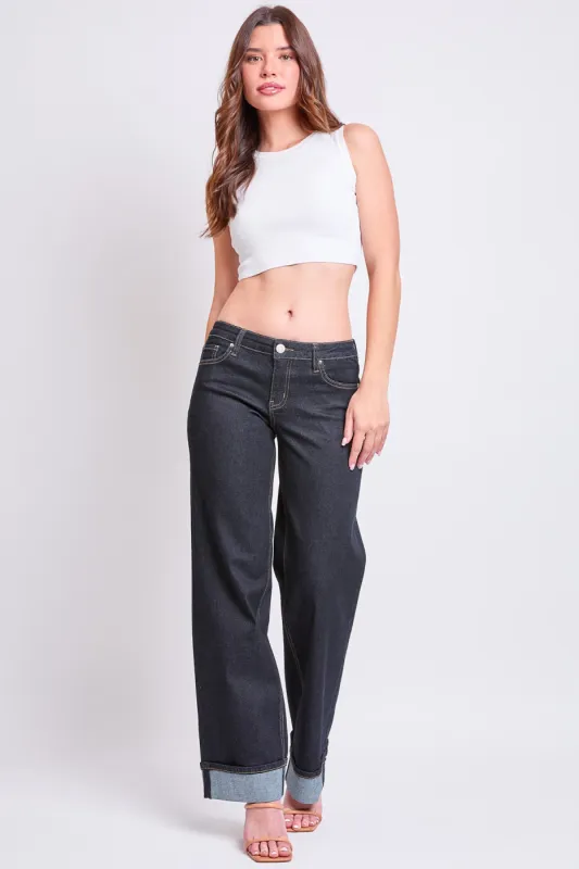 Women's Britney Low Rise Wide Leg Cuff Jeans sold by YMI