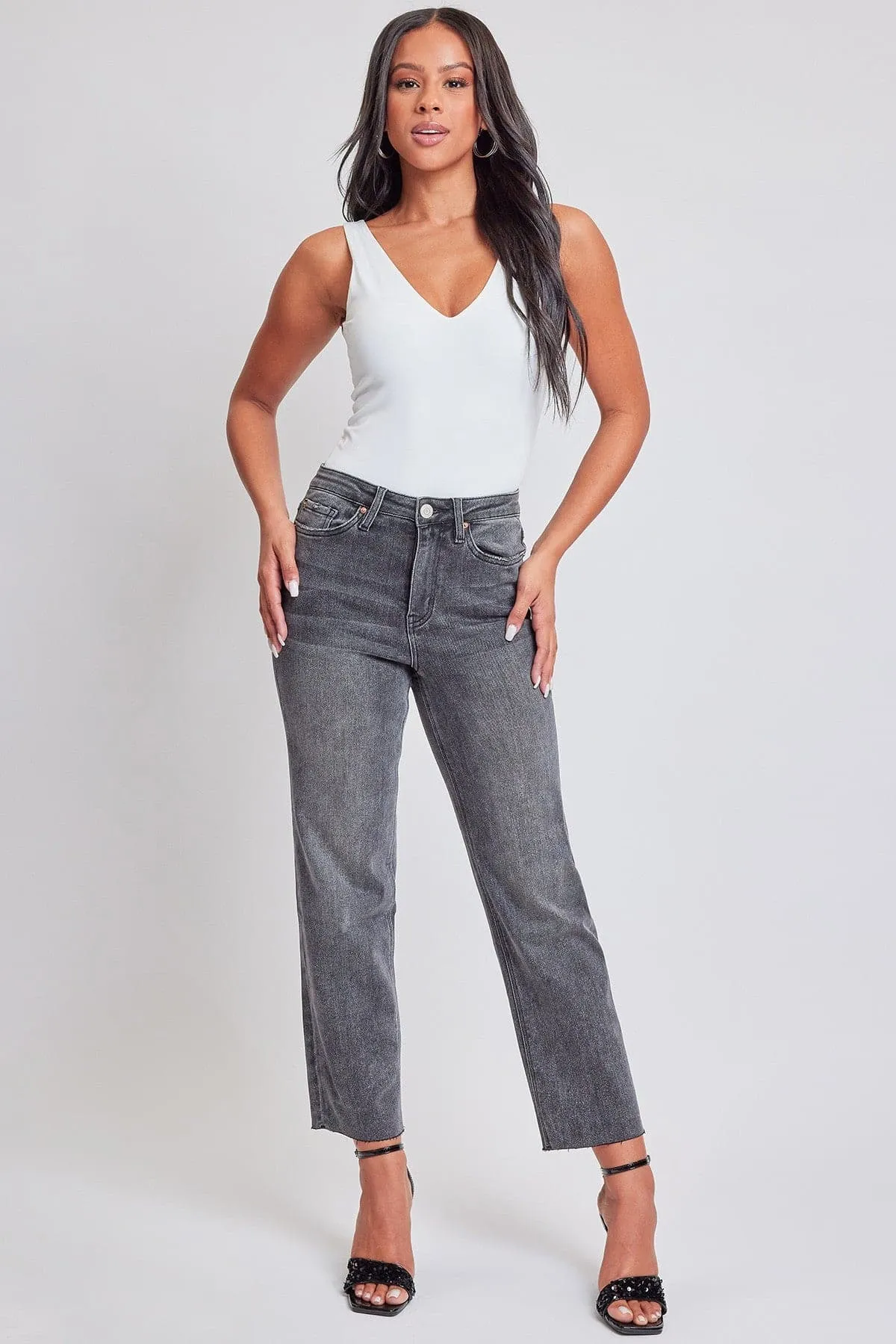 Women's Luxe Cropped Straight Jeans sold by YMI