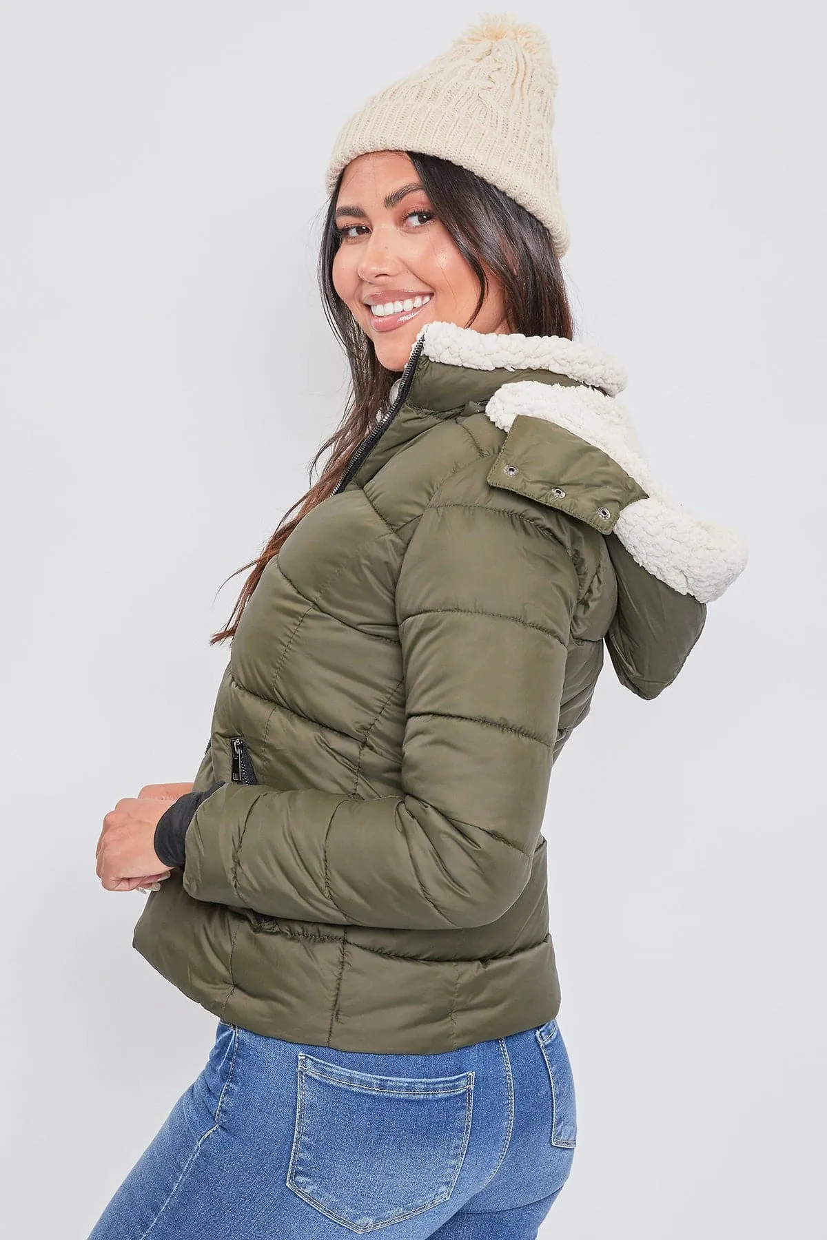 Women's Winter Puffer Jacket With Sherpa Fur Hoodie sold by YMI product image thumbnail 3