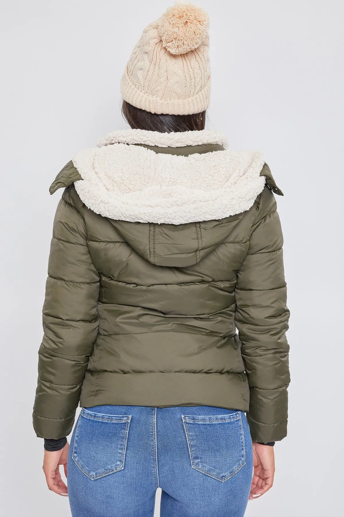 Women's Winter Puffer Jacket With Sherpa Fur Hoodie sold by YMI product image thumbnail 4
