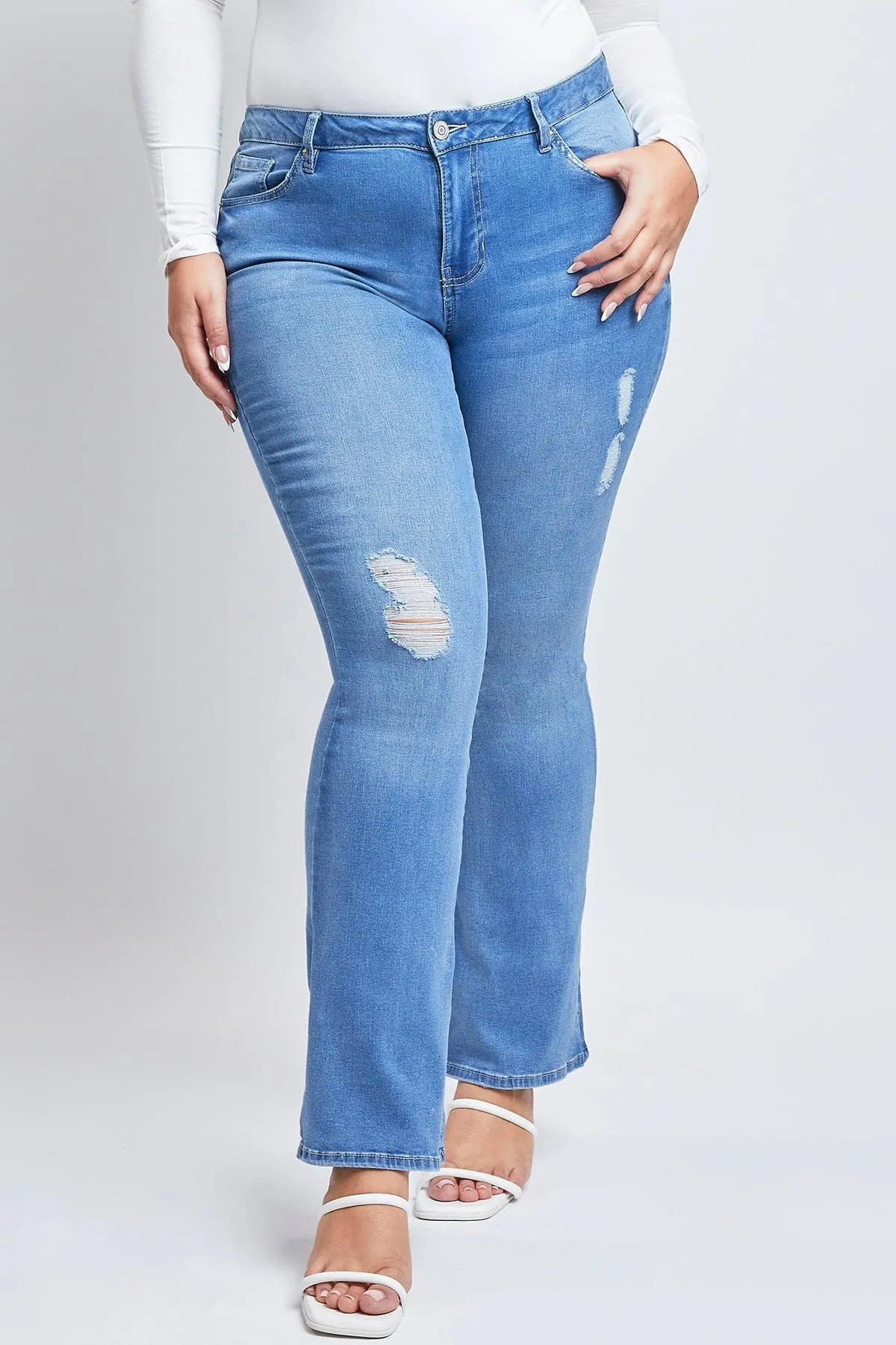 Women's Plus Size Basic Flare Jeans sold by YMI product image thumbnail 2