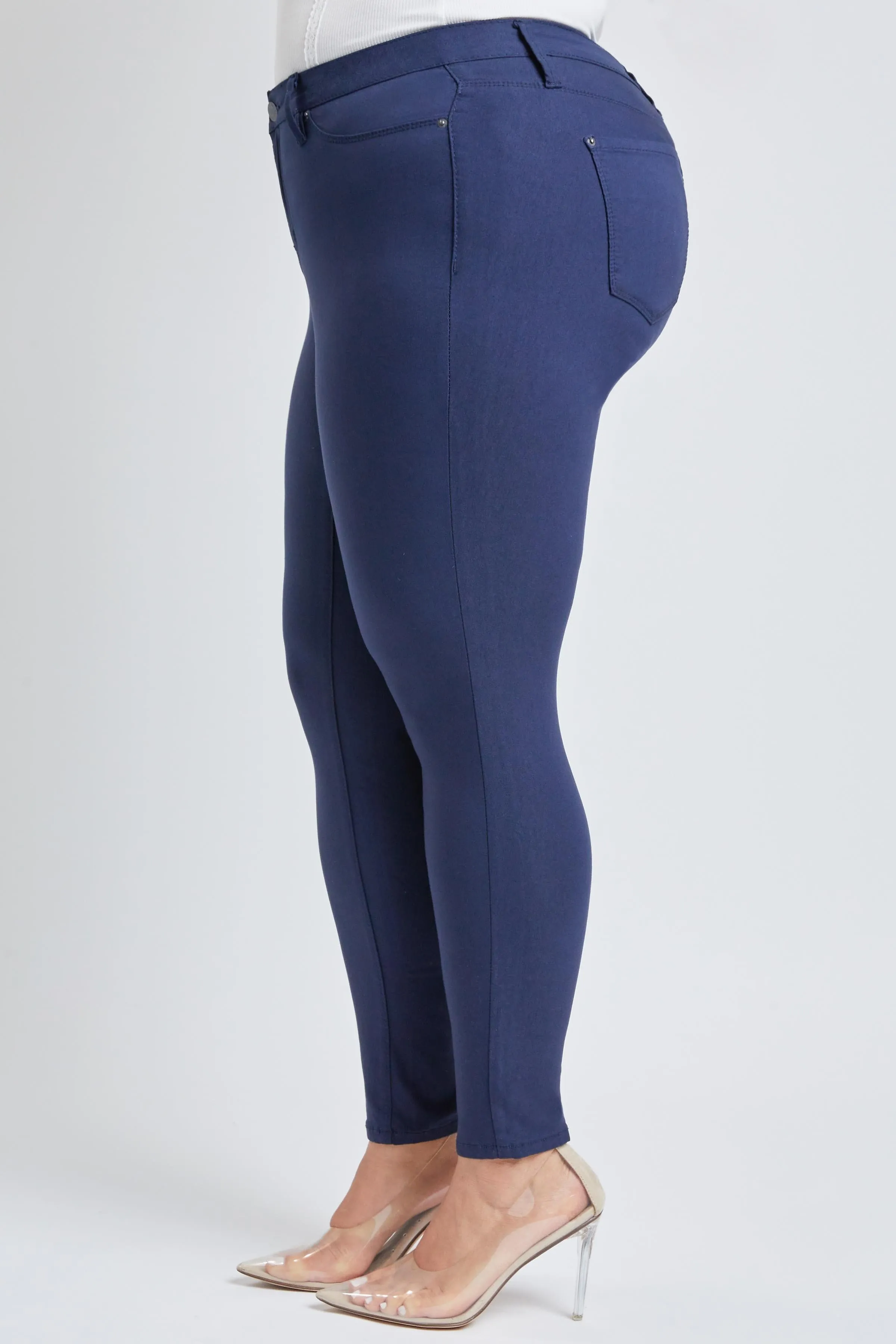 Women's Plus Hyperstretch Forever Color Mid Rise Pants, Navy sold by YMI product image thumbnail 3
