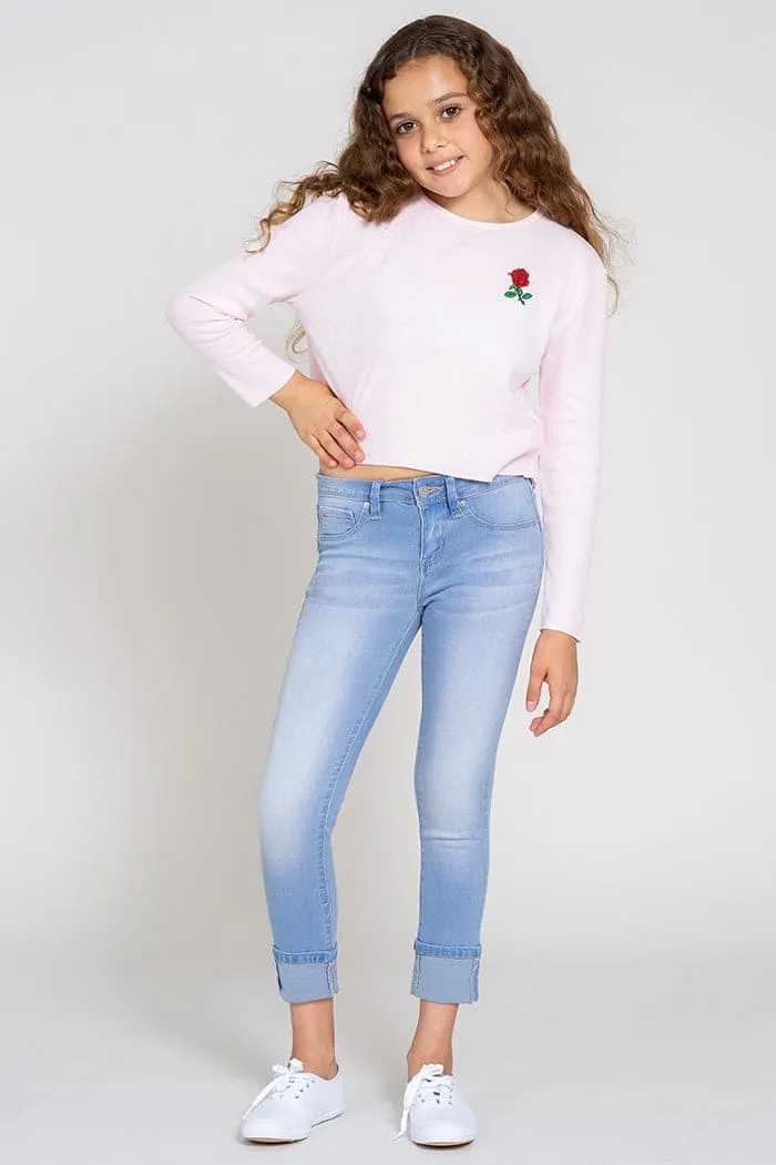 Girls Wide Cuff Denim Skinny Jeans sold by YMI product image thumbnail 5