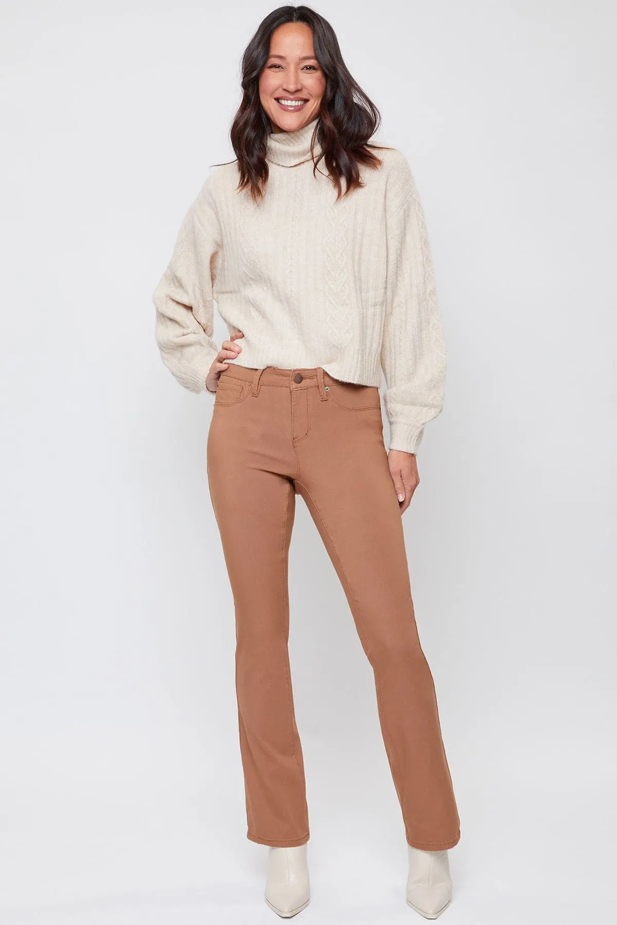 Women's Hyperstretch Bootcut Pants, Almond sold by YMI