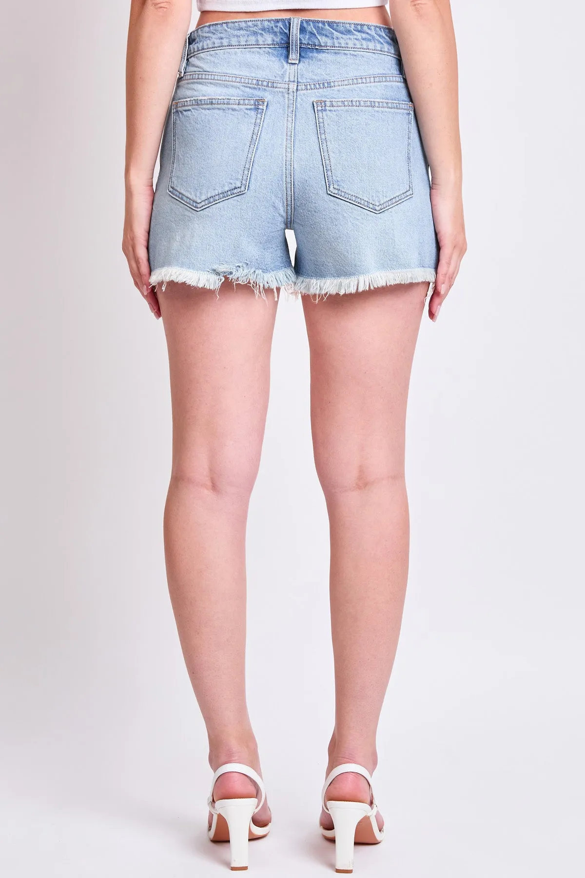 Women's High Rise Fray Hem Shorts sold by YMI product image thumbnail 5