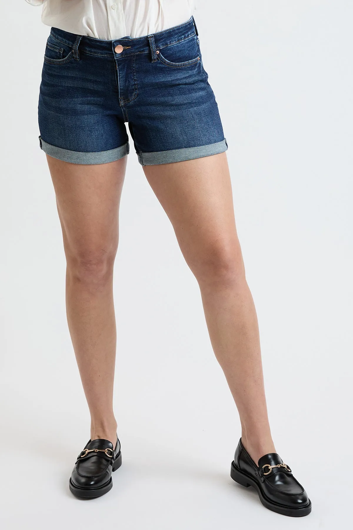 Women's High Rise Premium Stretch Fold-Over Cuff Shorts sold by YMI product image thumbnail 2
